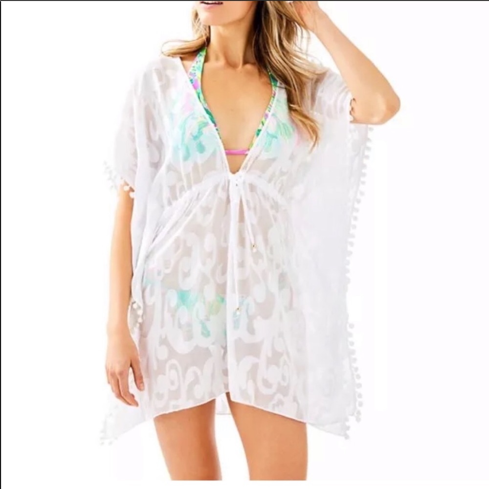 Bnwot lilly cover up with pompoms